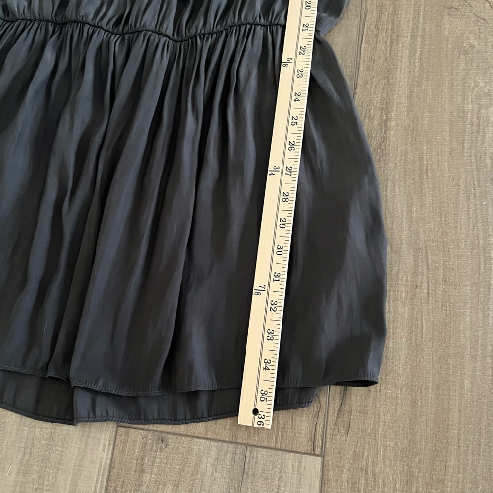 Ramy Brook Allie Tie-Front Lace Up Satin Dress Gunmetal Black Medium Boho Chic - Picture 10 of 12